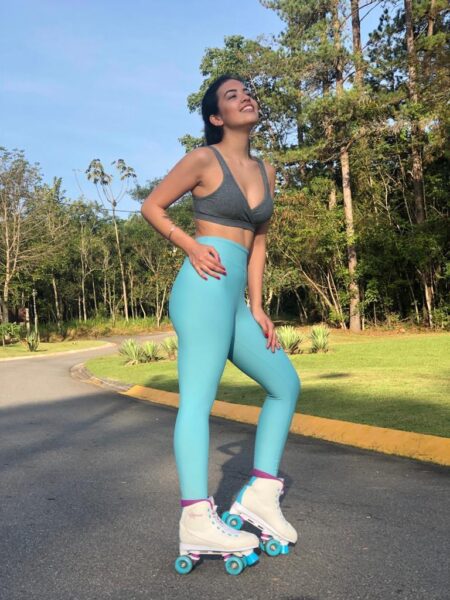 Conjunto Fitness com Calça Legging Azul Tiffany Conforto