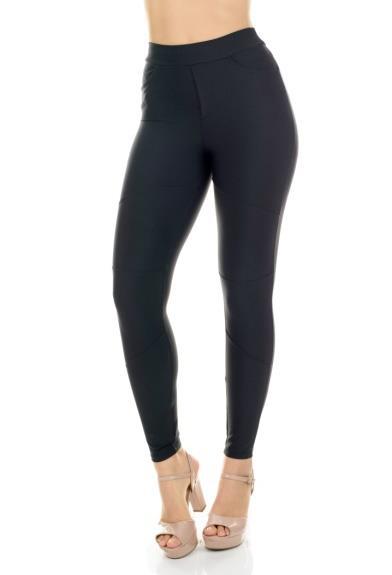 Calça Legging com Cós Médio Preta Basic de Alto Conforto