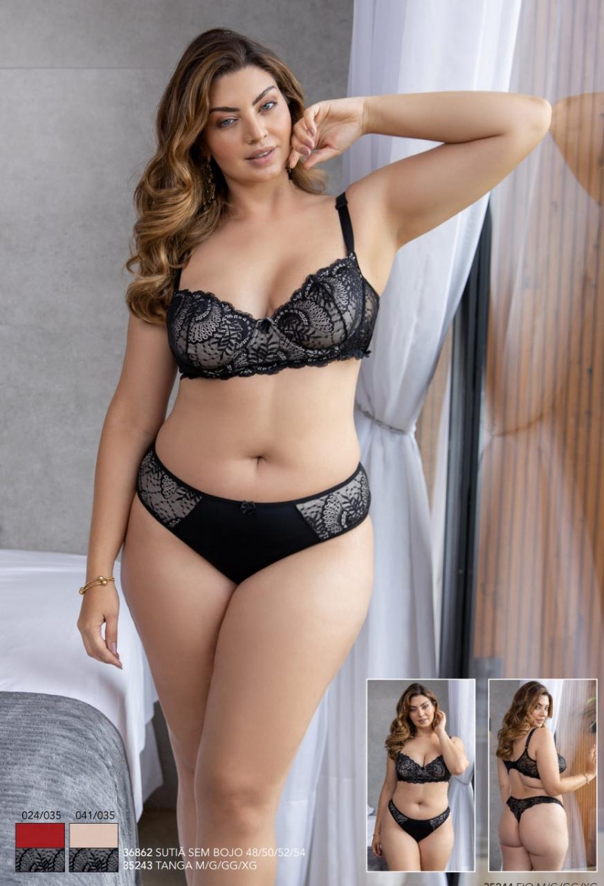 Conjunto Rendado Bicolor Luxo Plus Size Intimus Fashion